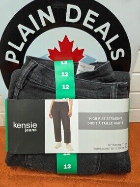 kensie jeans High Rise Straight Leg Denim Women Washed Black 12